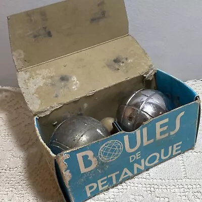 £18.99 • Buy VINTAGE Boules De Petanque Boxed Pair With Piggy Sade By John Jaques & Son Ltd.