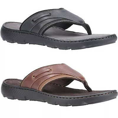 Mens Hush Puppies Connor Casual Flip Flop Toe Post Leather Sandals Sizes 7 To 12 • £29.99