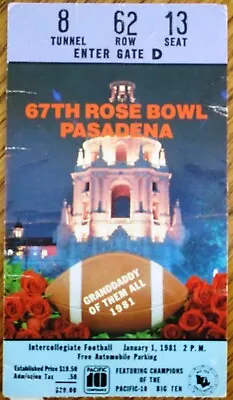 1981 Rose Bowl Ticket Michigan Wolverines Vs Washington Huskies • $20