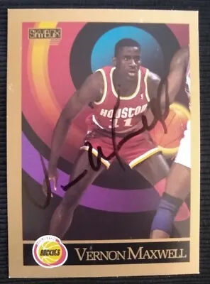 1990-91 Skybox Vernon Maxwell #109 Auto (Through The Mail TTM) Houston Rockets • $4