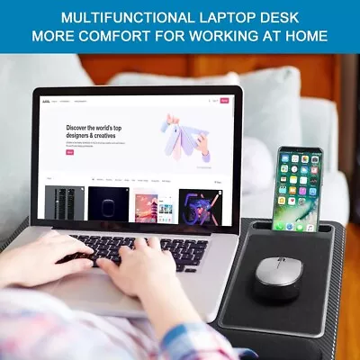 Lightweight Lap Desk Laptop Tray With Pillow Cushion Lap Stand Black/Grey • £19.99