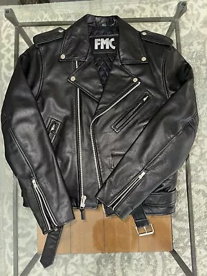 FMC Vintage Black Leather Motorcycle Jacket Men’s Size 38 Excellent Condition! • $79.99