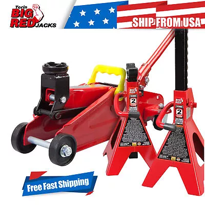 BIG RED Torin 2 Ton (4000 Lb)  Hydraulic Trolley Service/Floor Jack Combo Red • $85.25