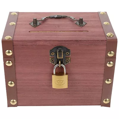  Wooden Money Box Child Storage Case Spare Change Saving Banks Jewelry Organizer • £14.15