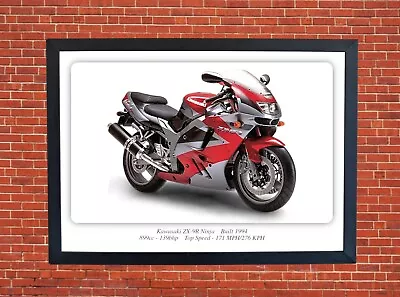 Kawasaki ZX-9R Ninja Motorbike Poster - A3 Size Print On Photographic Paper Art • £9.99