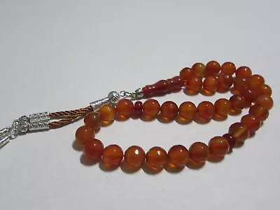 Red AGATE Faceted Aqeeq PRAYER BEADS MASBAHA TASBIH 10mm عقيقbeads  • $29.99