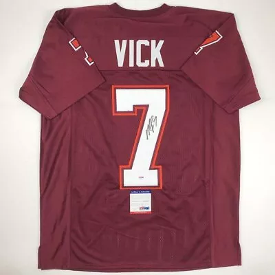 Autographed/Signed MICHAEL MIKE VICK Virginia Tech Maroon College Jersey PSA COA • $104.99