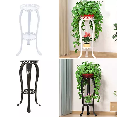 2 Tier Holder Metal Flower Plant Pot Display Stand Holder Shelf Outdoor Indoor • £10.94