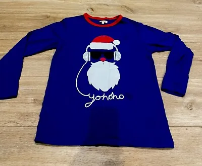 Boys Age 11-12 Christmas Long Sleeved Santa Print Top Blue Zoo • £0.99