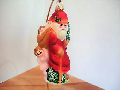 $40 • Buy Vaillancourt Red Fc Santa With Angel Holding Sack Ornament- New