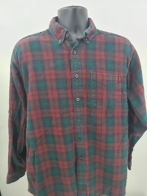 LL Bean Flannel Shirt Adult Large Red Green Plaid Outdoor Casual Hiking Men • $22