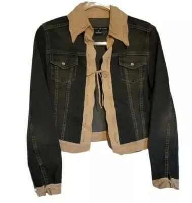 $40.99 • Buy Vakko Elements Denim Goat Suede Jacket Coat Scallop Edge Trim Tie Front SZ Small