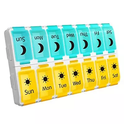 Extra Large Weekly AM/PM Pill Organizer 2 Times A Day Vitamin Pill Box Holder • $15.30