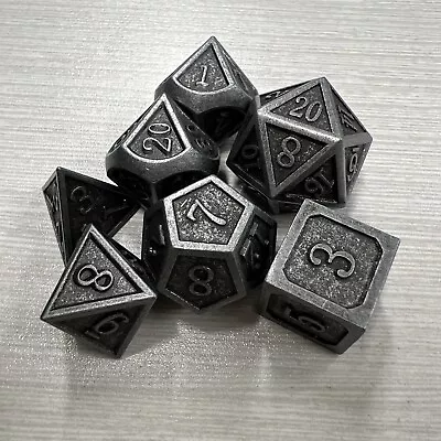 Chessex Metal Polyhedral Dungeons And Dragons  Dice Iron Golem Series Set Of 7 • $49.99