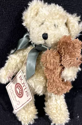 Boyds Bear Elder & Newton 50011 Mini Bear Green Ribbon 8  Plush Stuffed Animal • $16.98