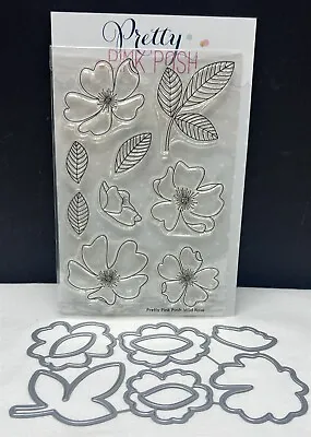 Pretty Pink Posh WILD ROSE Flowers Floral Rubber Stamps Dies • $27.99