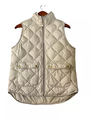 J. CREW Womens Vest Cream Sleeveless EXCURSION Quilted Full Zip Size S • $20.99