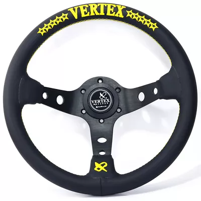 VERTEX 13'' Yellow Embroidery Deep Dish Racing Car Drift Rally Steering Wheel • $60