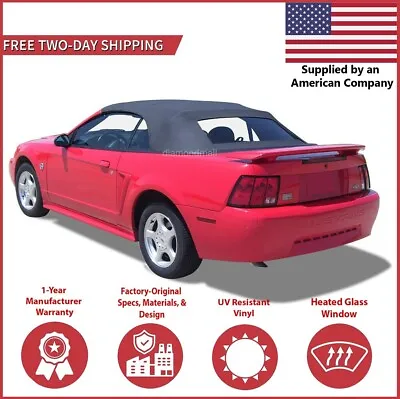 1994-04 Ford Mustang Convertible Soft Top W/ DOT Approved Heated Glass Black • $349