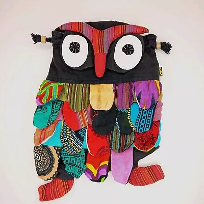 KC 100% Cotton Multicolored Owl Boho Hippie Hobo Backpack Bag Made In Nepal • $16.98