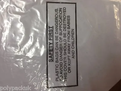 100 Large Clear Polythene Plastic Bags 36  X 36  120g Printed Warning Note • £22.50