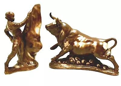 Atlantic Mold Spanish Matador Bull Fighter And Bull Set Ceramic Vintage 1970s  • $58.05