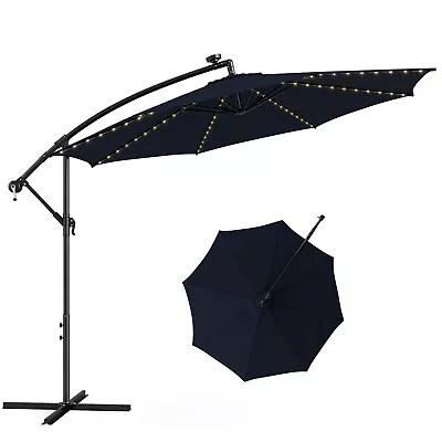 3M Outdoor Market Hanging Cantilever Umbrella Solar-Powered Patio Offset Parasol • £94.95