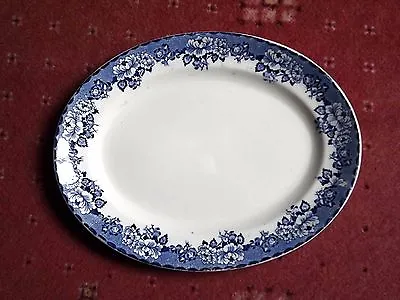 £12.50 • Buy Large Vintage Oval Dinner Serving Plate Blue White