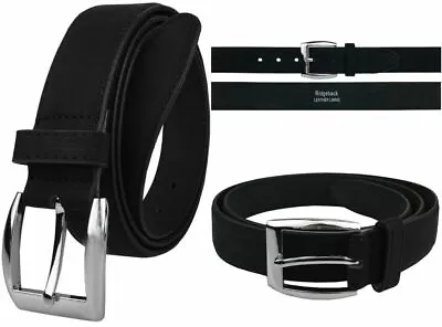 Mens Black Genuine Leather Belt Suit Dress Belt Metal Buckle  Designer • £8.99