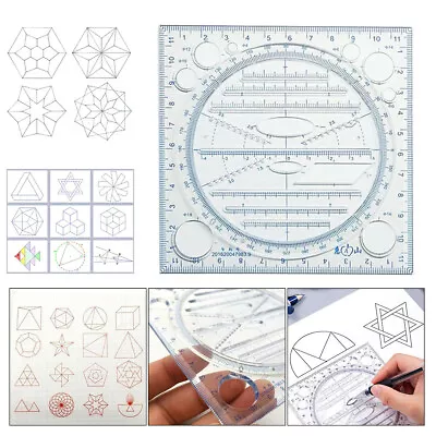 Square Multifunctional Ruler Geometric Drawing Template Measuring Drafting Tools • $5