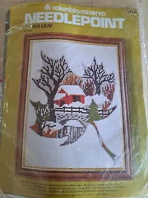 Winter/Snow Barn Needlepoint Kit  VTG 1976  Winter Leaf Columbia-Minerva NEW • $18.50