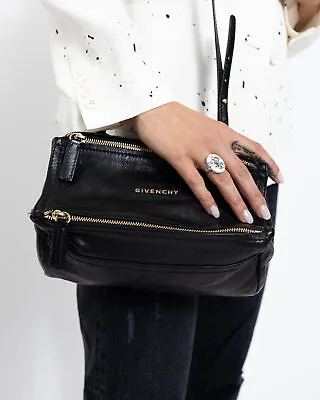 $499 • Buy Givenchy Pandora Mini Black Smooth Leather Crossbody Shoulder Bag Purse Small