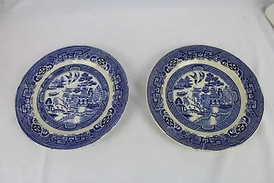 Lot Of 2 Blue Willow Plate Petrus Regout Maastricht Made In Holland 8.75” • $30