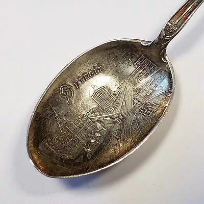 Sterling Silver Souvenir Spoon - Downtown Detroit Michigan - SKU-FL0890 • $40