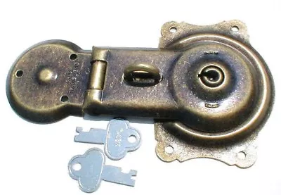 $10 • Buy Antique Brass Trunk Lock With Keys Chest Steamer Vintage Box Old Patina Rustic