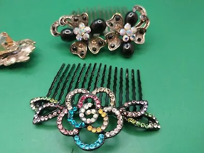 Hair Comb/Clip  Very Nice Metal Hair Comb/Clip Lot 3 Faux Jewels 2.5  & 3.5  • $14.95