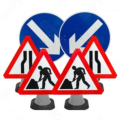 Reflective Road Works Cone Sign Package 750mm Signs Chapter 8 Compliant 3mm PVC • £161.10