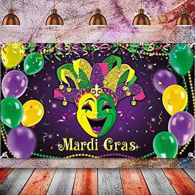 Mardi Gras Party Photography Backdrop Carnival Masquerade Birthday Party Back... • $16.05
