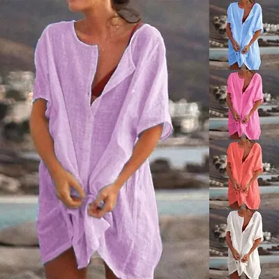 Women Dress 1pcs Cotton Blend Dress For Lady Kaftan Ladies Long Shirt Dress • $17.83