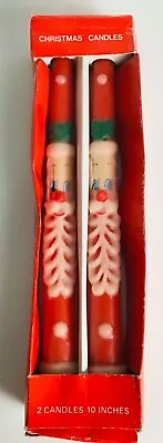 Vintage Christmas Santa Claus 10  Wax Taper Candles  Set Of 2 • $11.99