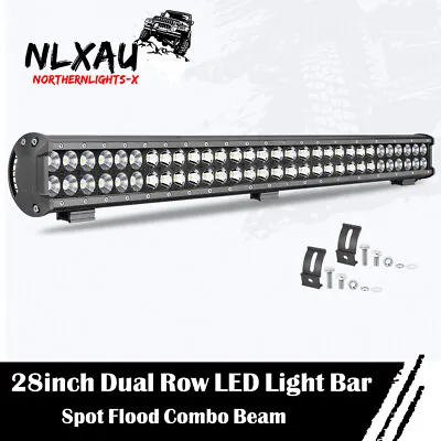 $52.99 • Buy 28 Inch LED Light Bar Dual Row Flood Spot Combo Offroad Driving Boat Marine 4WD