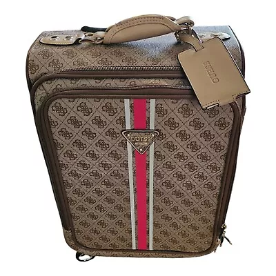 Vintage Guess F62 Carrry On 4 Roller Luggage Gucci Style Pattern RARE NWOT • $195