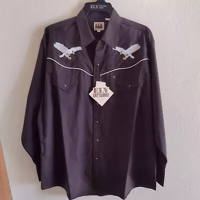 Vtg NWT Ely Cattlemen Long Sleeve Pearl Snap Western Shirt Eagle Embroidery XL • $25.46