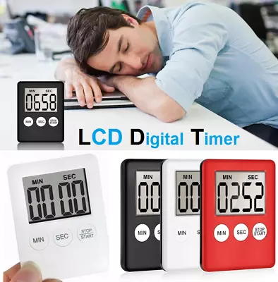 £3.19 • Buy Digital Kitchen Timer Large LCD Cooking Baking Count-Down Up Loud Alarm Magnetic