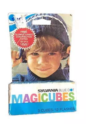 Sylvania Magicubes Magic Cubes 3 Cubes 12 Flashes Blue Dot New Old Stock 1970s • $13.50