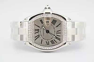 $5450 • Buy New Ladies Cartier Roadster Stainless Steel Diamond Encrusted Watch Ref W62016v3