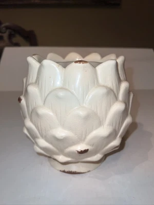 $24.99 • Buy Vintage Green Textured Ceramic Artichoke Plant Pot Large 6.5”