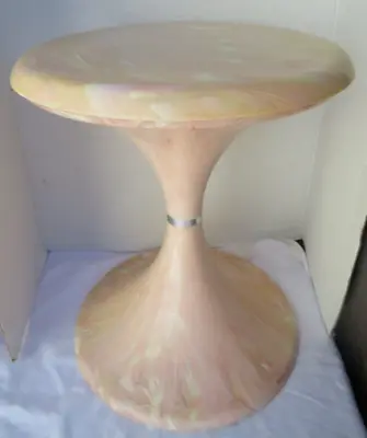 Vintage Lucite Marbled Swirl Pink White Yellow Atomic Space Age Tulip Side Table • $119.50