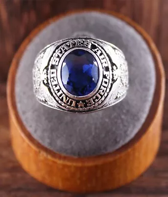 Men's United States Air Force Blue Topaz Signet Ring 1947 Sterling Silver 10.75 • $29.95