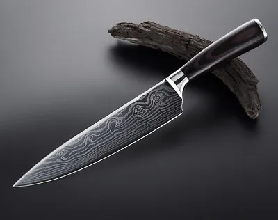 Brown Steel Chef Knife Chop Cut Japanese Knives 8  Inch Blade Slice Filet Fish L • $46.19